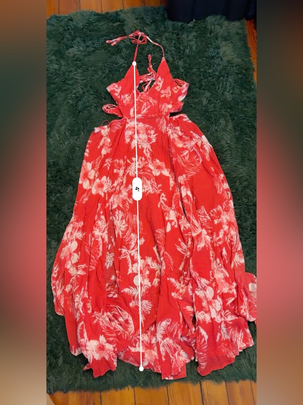 Free People Raspberry Pink Red Tropical Cutout Maxi Dress Size L - Picture 5 of 7